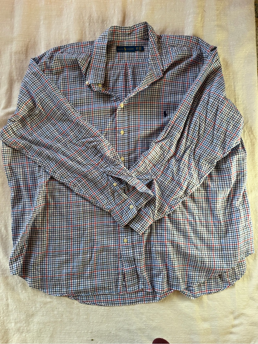 Ralph Lauren Men’s Red & Blue Check Button-Down Shirt 3XB/3G